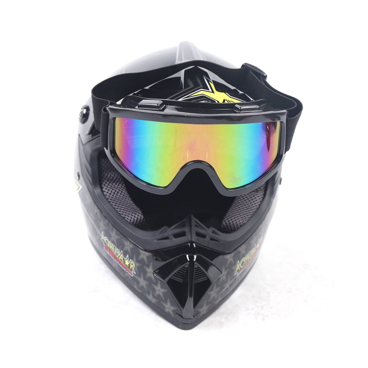 DOT Certified Motocross Helmet Set, Full-Face Off-Road ATV MX BMX Dirt Bike Helmet, Includes Goggles & Gloves, Impact Resistant, Ventilated, Unisex, M Size