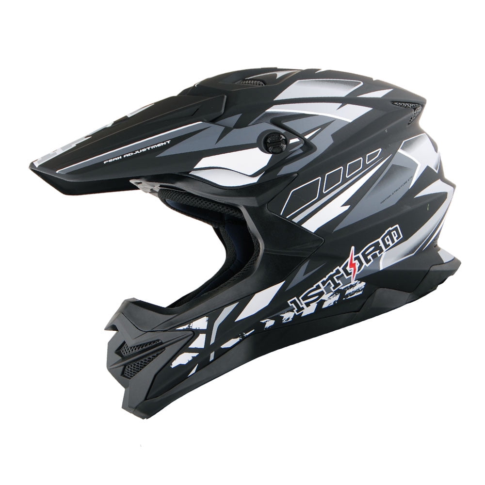 1Storm Motocross Adult Helmet Downhill Mountain Bike Helmet BMX MX ATV Dirt Bike Storm Style HF803; Storm Black
