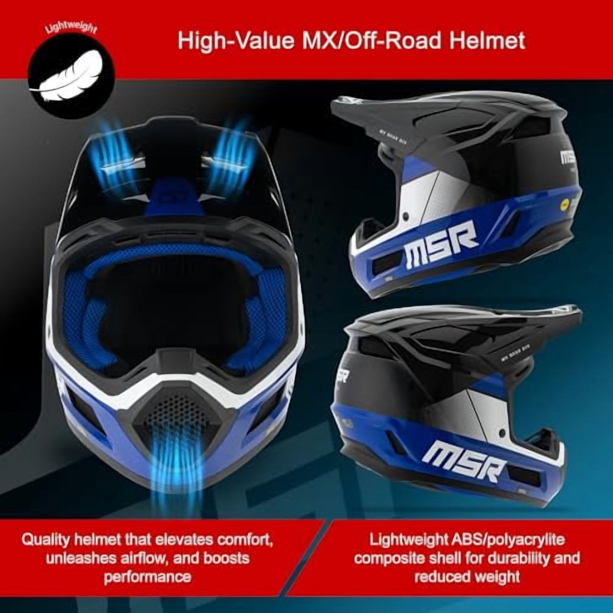 MSRâ„?Mav Sensor Dirt Bike Motocross Helmet w/ MIPS X-Large Black/Red