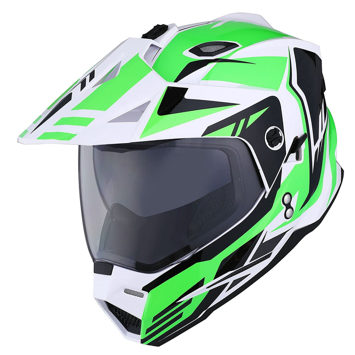 1Storm Dual Sport Motorcycle Motocross Off Road Full Face Helmet HF802 Dual Visor Storm Force Black
