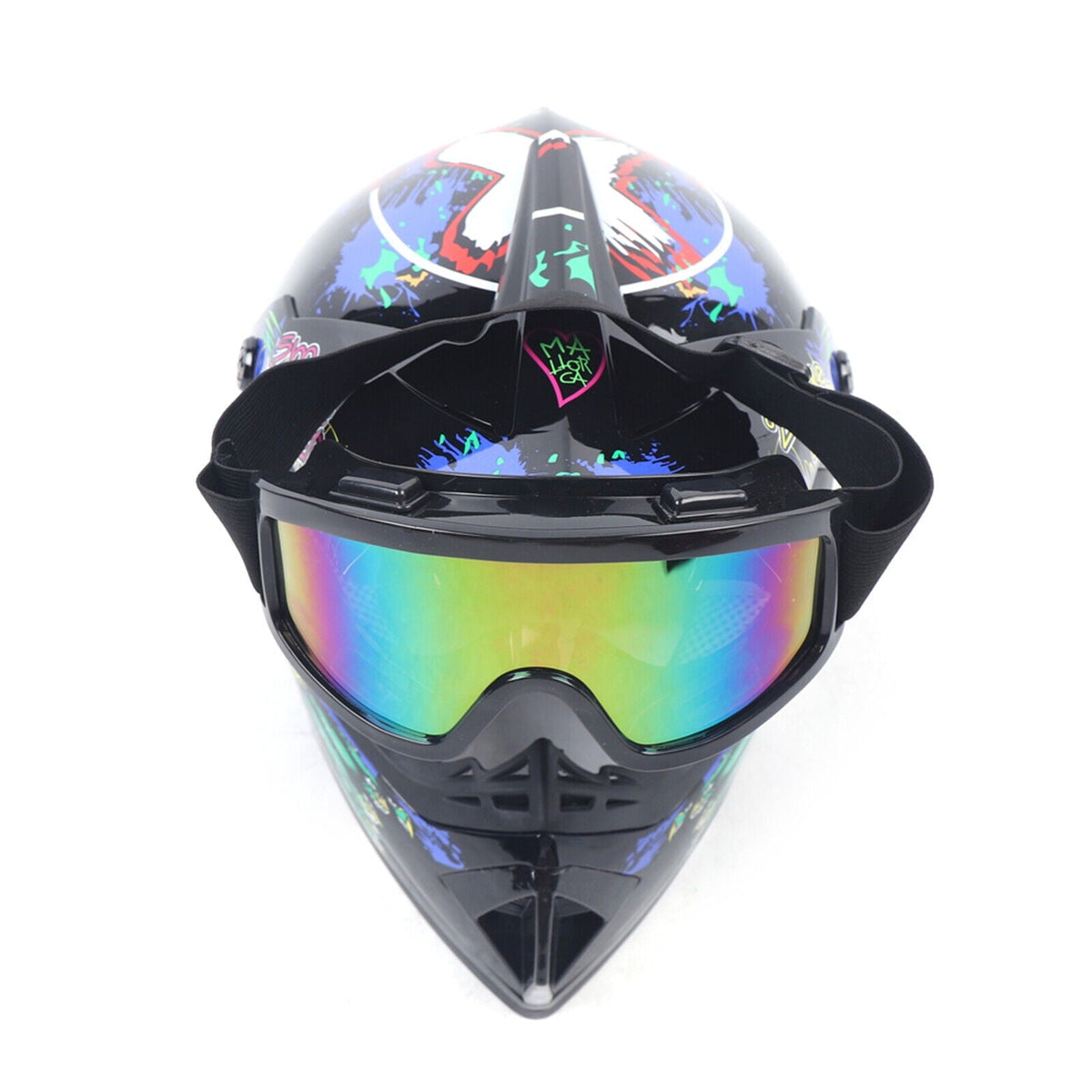 Motorcycle Full Face Helmet DOT Lightweight Helmets with Goggle Glove M Size