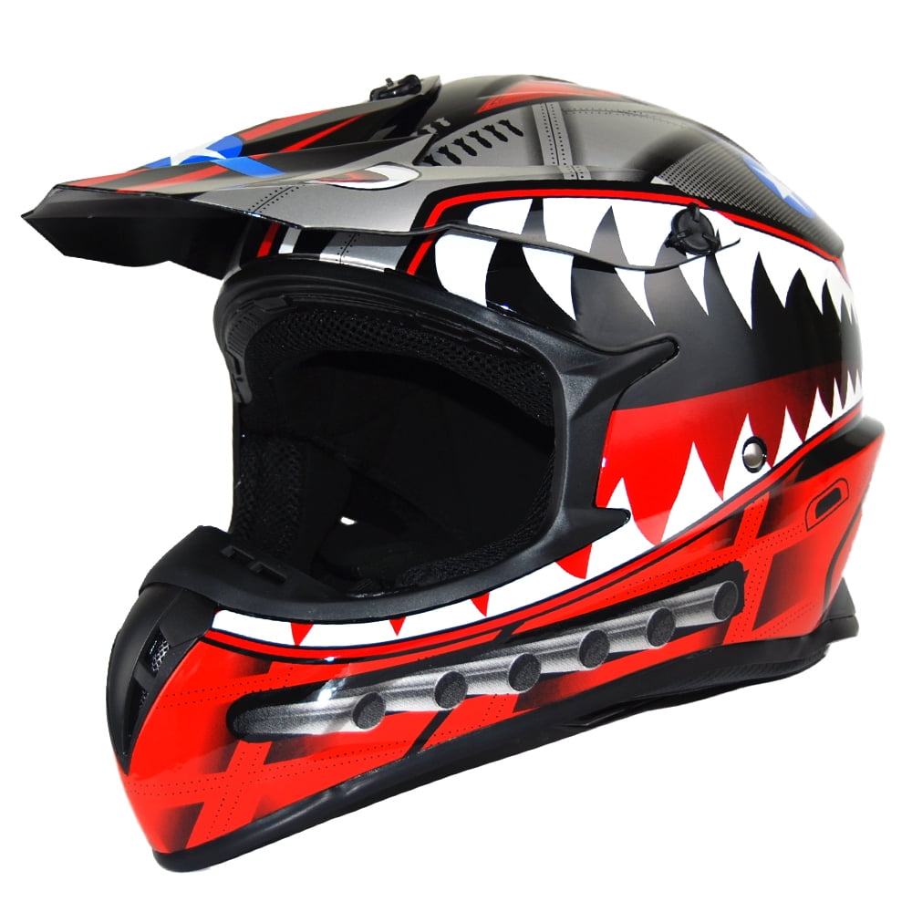 1Storm Adult Motocross Helmet BMX MX ATV Dirt Bike Downhill Mountain Bike Helmet Racing Style HKY_SC09S; Shark Red
