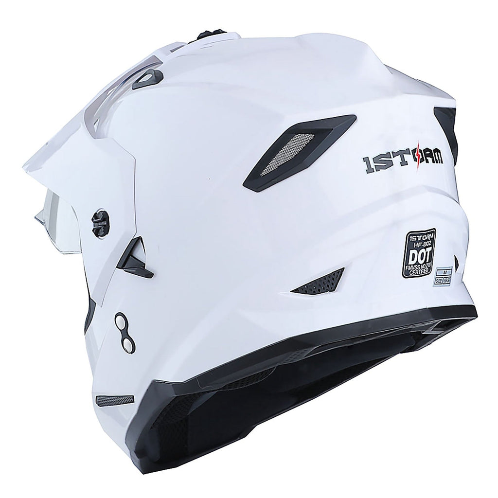 1Storm Adult Motorcycle Motocross Dual Sport Off Road Full Face Dual Visor Helmet F802CLS Matt Black