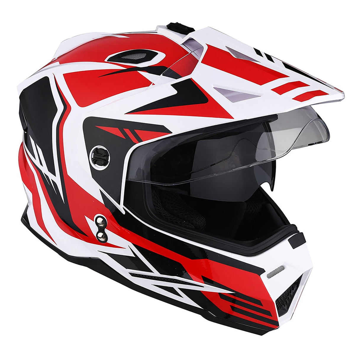 1Storm Youth Kids Dual Sport Dual Visor Motorcycle Motocross Off Road Full Face Helmet HF802Youth Storm Red