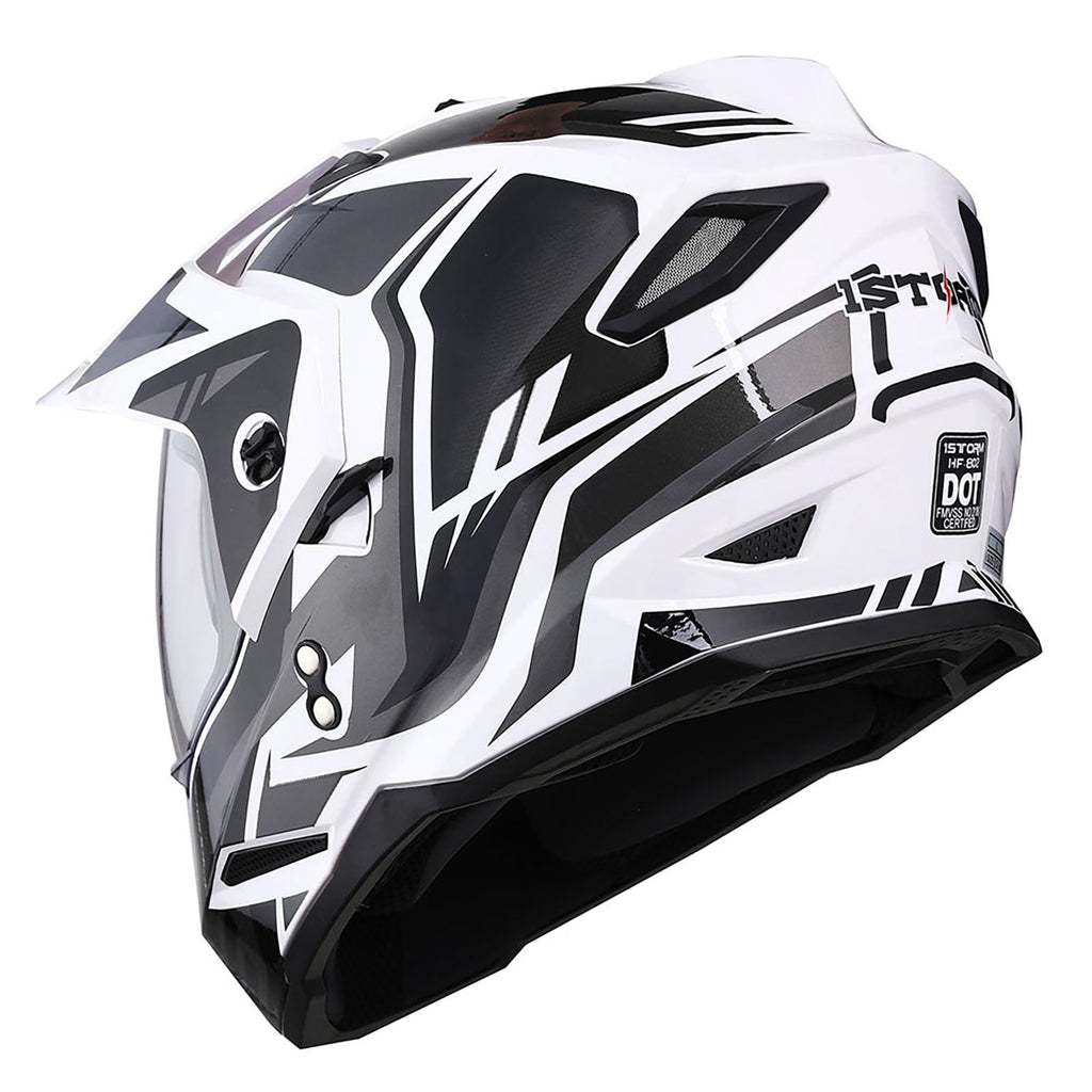 1Storm Youth Kids Dual Sport Dual Visor Motorcycle Motocross Off Road Full Face Helmet HF802Youth Storm Red