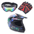 DOT Motorcycle Adult Helmet with Goggles+Gloves Motocross MX ATV Dirt Bike Off-Road Applicable Head Circumference Size 21.65-22.05in M Size