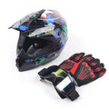 DOT Motorcycle Helmet for Adult, Motorcycle Helmet with Goggles & Gloves for Motocross Off-Road Racing ATV Dirt Bike