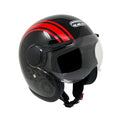 MMG Adult Motorcycle Helmet, Open Face Flip Up Visor DOT - Black/Red Graph (Large)