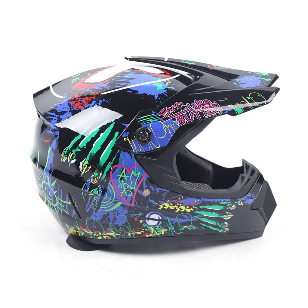 Motorcycle Full Face Helmet DOT Lightweight Helmets with Goggle Glove M Size