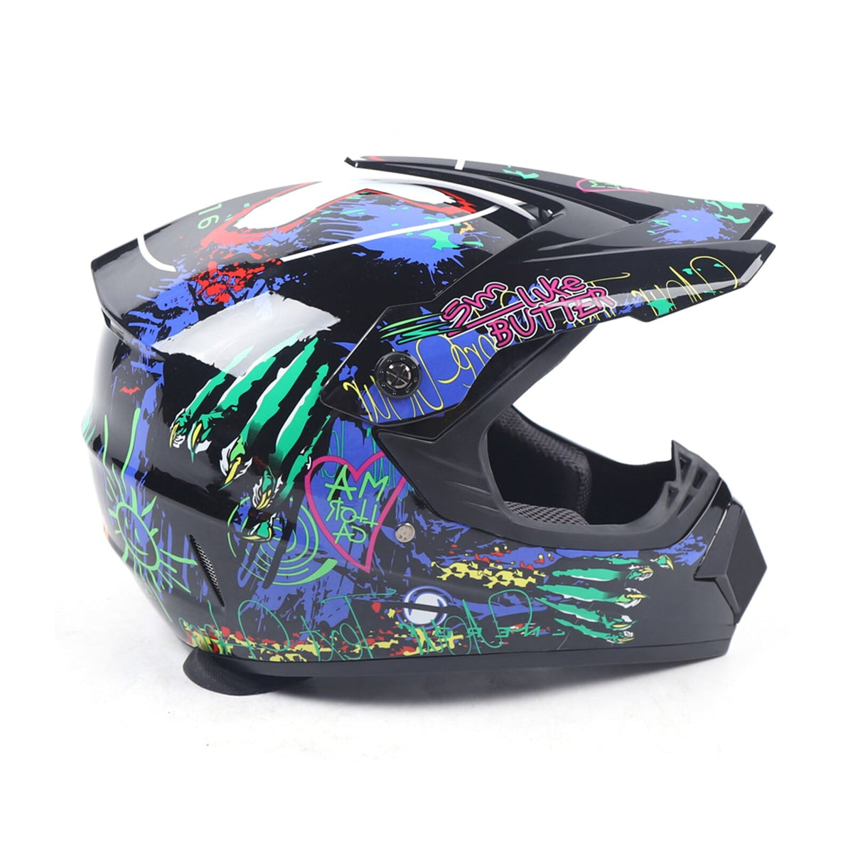 Motorcycle Full Face Helmet DOT Lightweight Helmets with Goggle Glove M Size