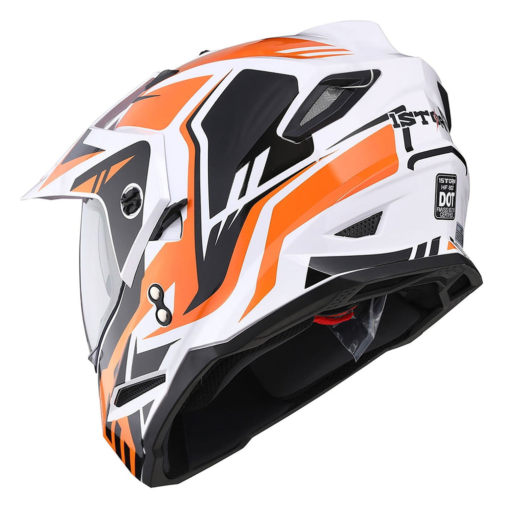 1Storm Youth Kids Dual Sport Dual Visor Motorcycle Motocross Off Road Full Face Helmet HF802Youth Storm Red