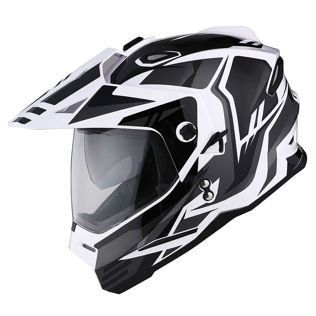 1Storm Dual Sport Motorcycle Motocross Off Road Full Face Helmet Dual Visor HF802 Matt Black + Motorcycle Bluetooth Headset