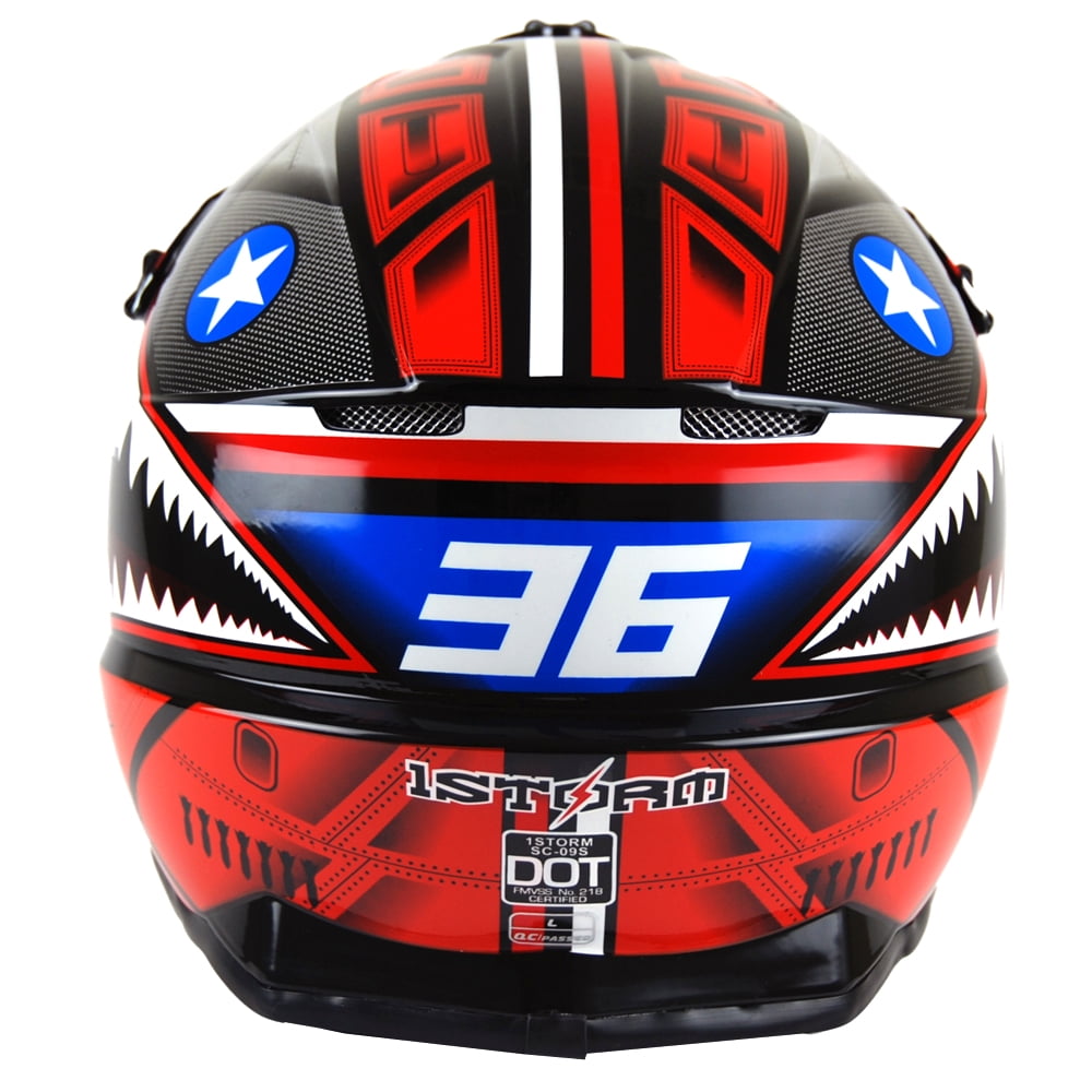 1Storm Adult Motocross Helmet BMX MX ATV Dirt Bike Downhill Mountain Bike Helmet Racing Style HKY_SC09S; Shark Red