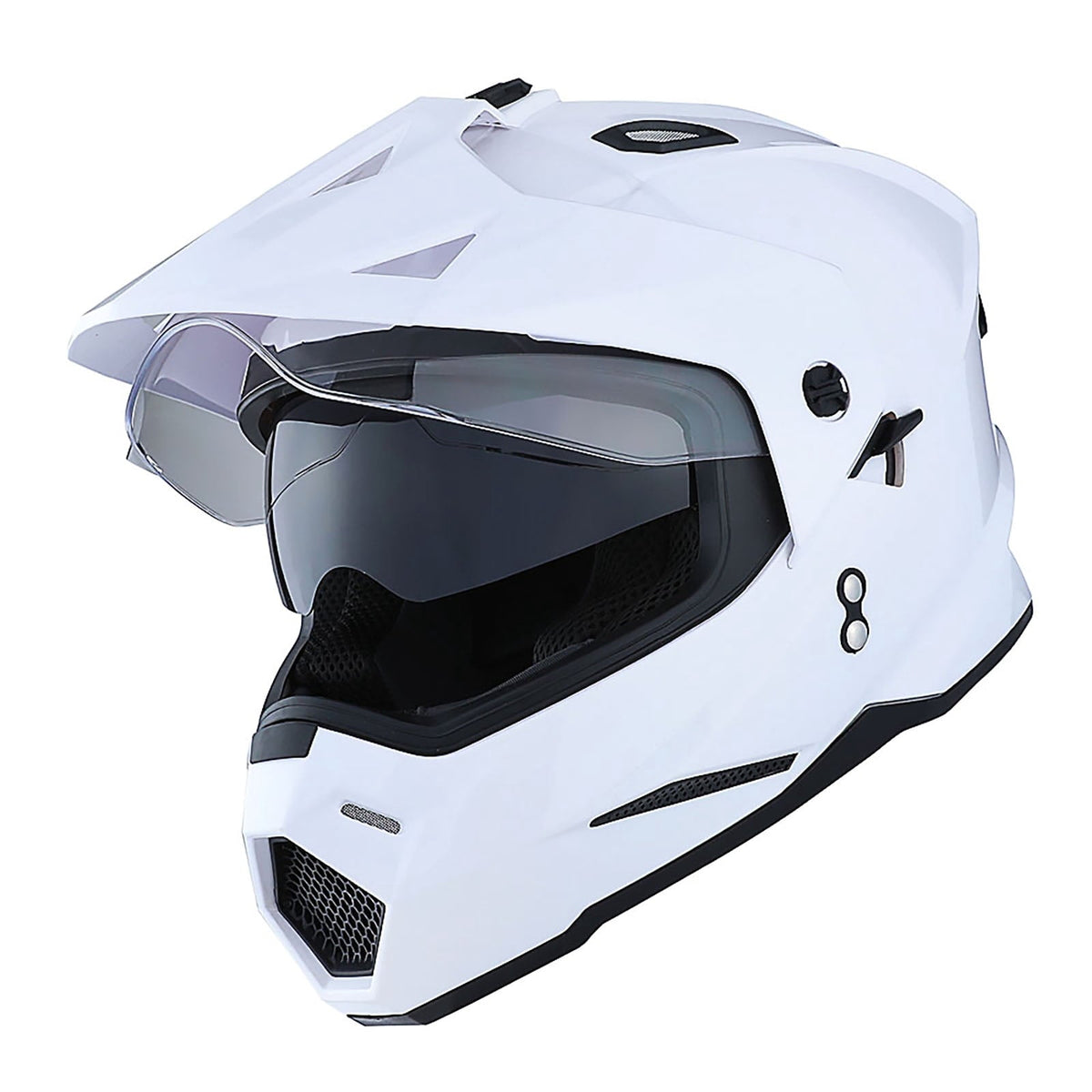 1Storm Dual Sport Motorcycle Motocross Off Road Full Face Helmet Dual Visor HF802 Matt Black + Motorcycle Bluetooth Headset