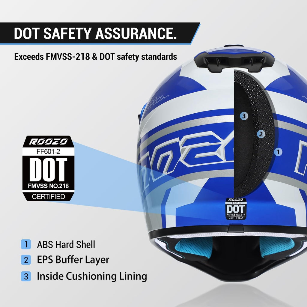Youth Dirt Bike Helmet DOT Certified - Full Face Motorcycle Helmet for Off-Road, ATV, Street Riding, Includes Adjustable Goggles & Protective Gloves