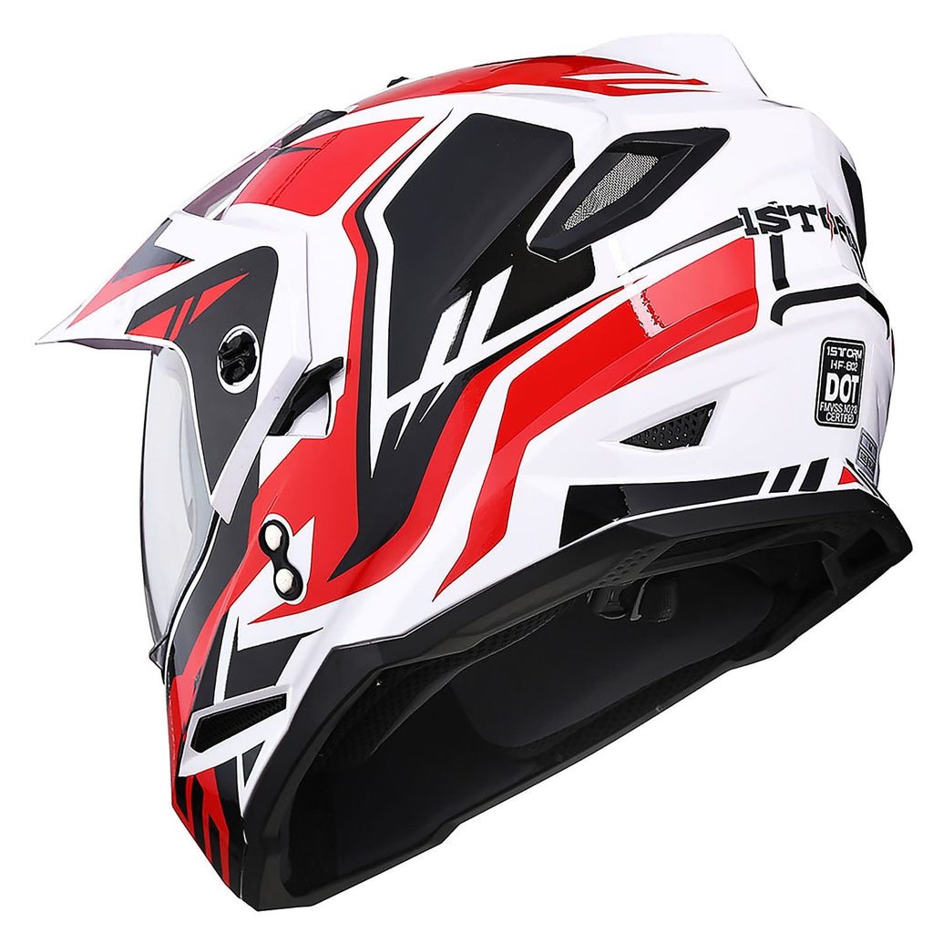 1Storm Dual Sport Motorcycle Motocross Off Road Full Face Helmet Dual Visor HF802 Matt Black + Motorcycle Bluetooth Headset