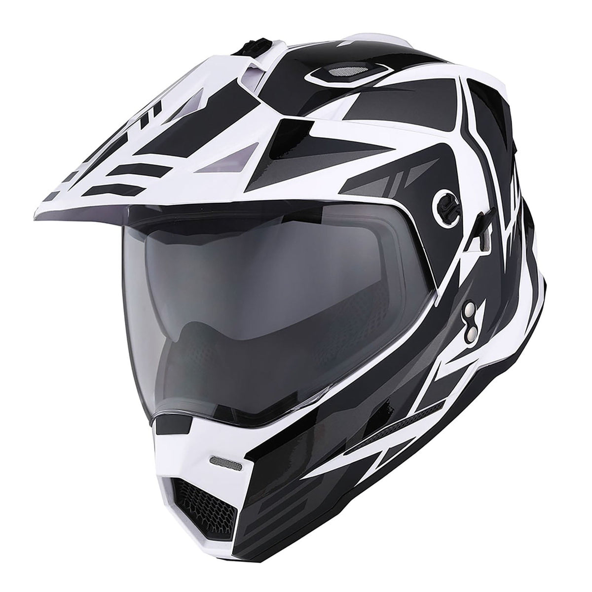 1Storm Dual Sport Motorcycle Motocross Off Road Full Face Helmet HF802 Dual Visor Storm Force Black